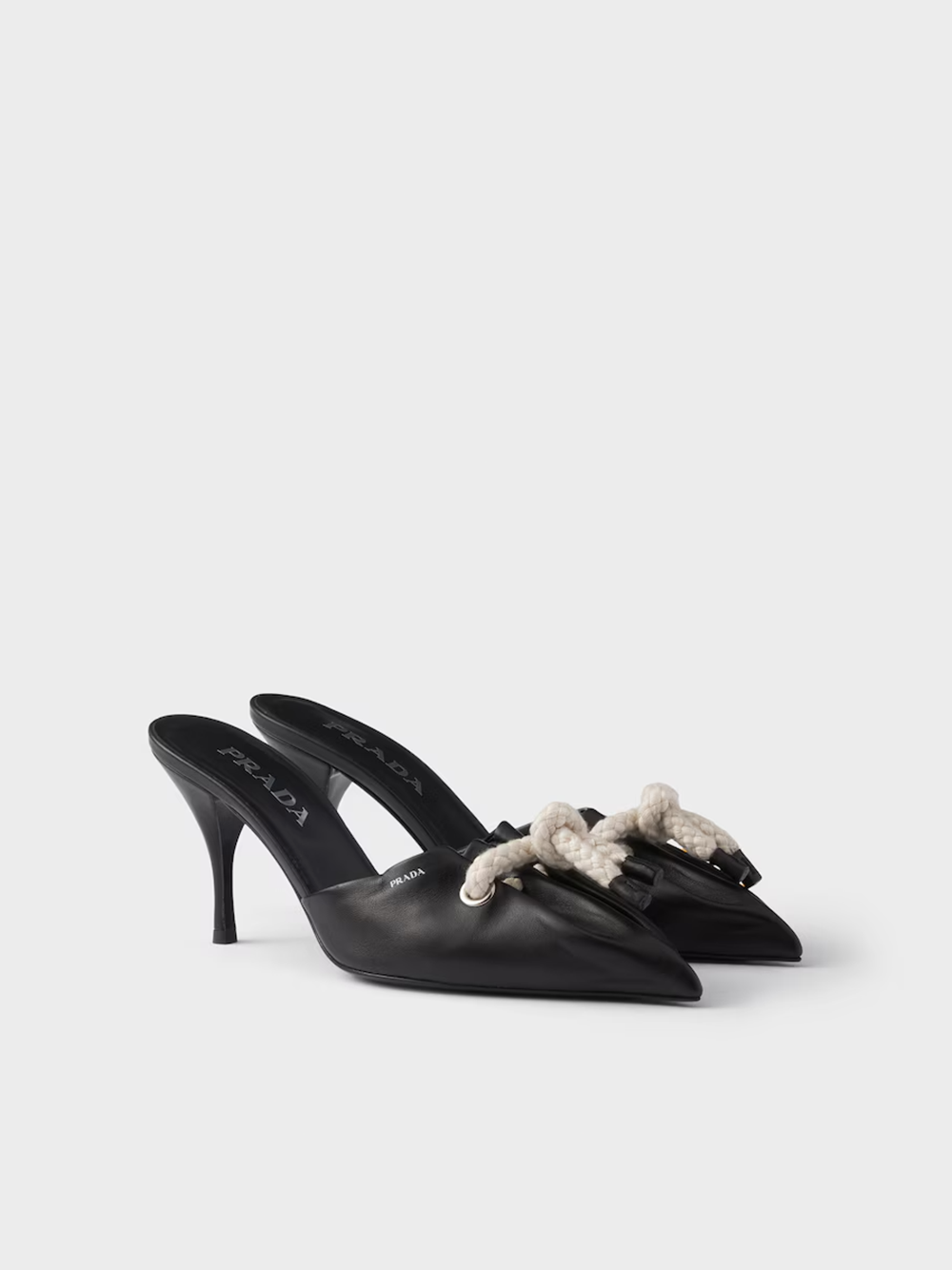 Prada Black Nappa Leather Rope Detail  Sandals