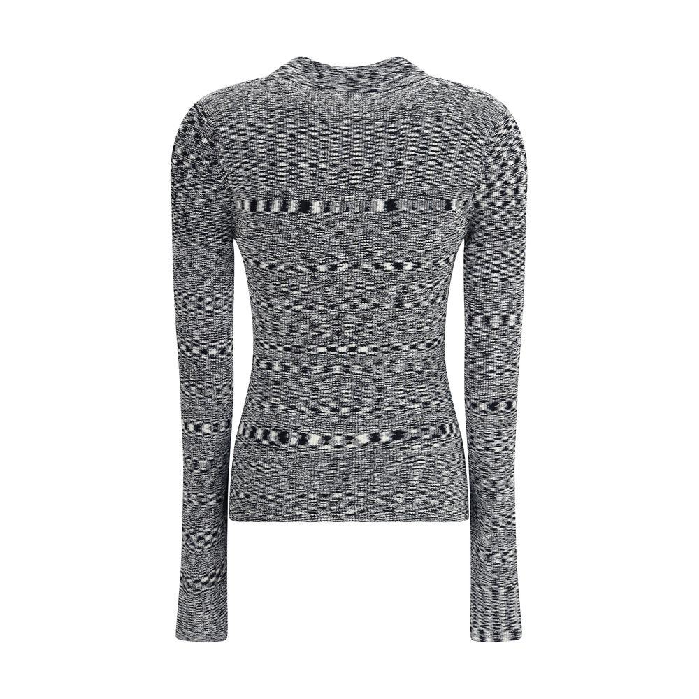 Ganni Black Viscose Polo Shirt