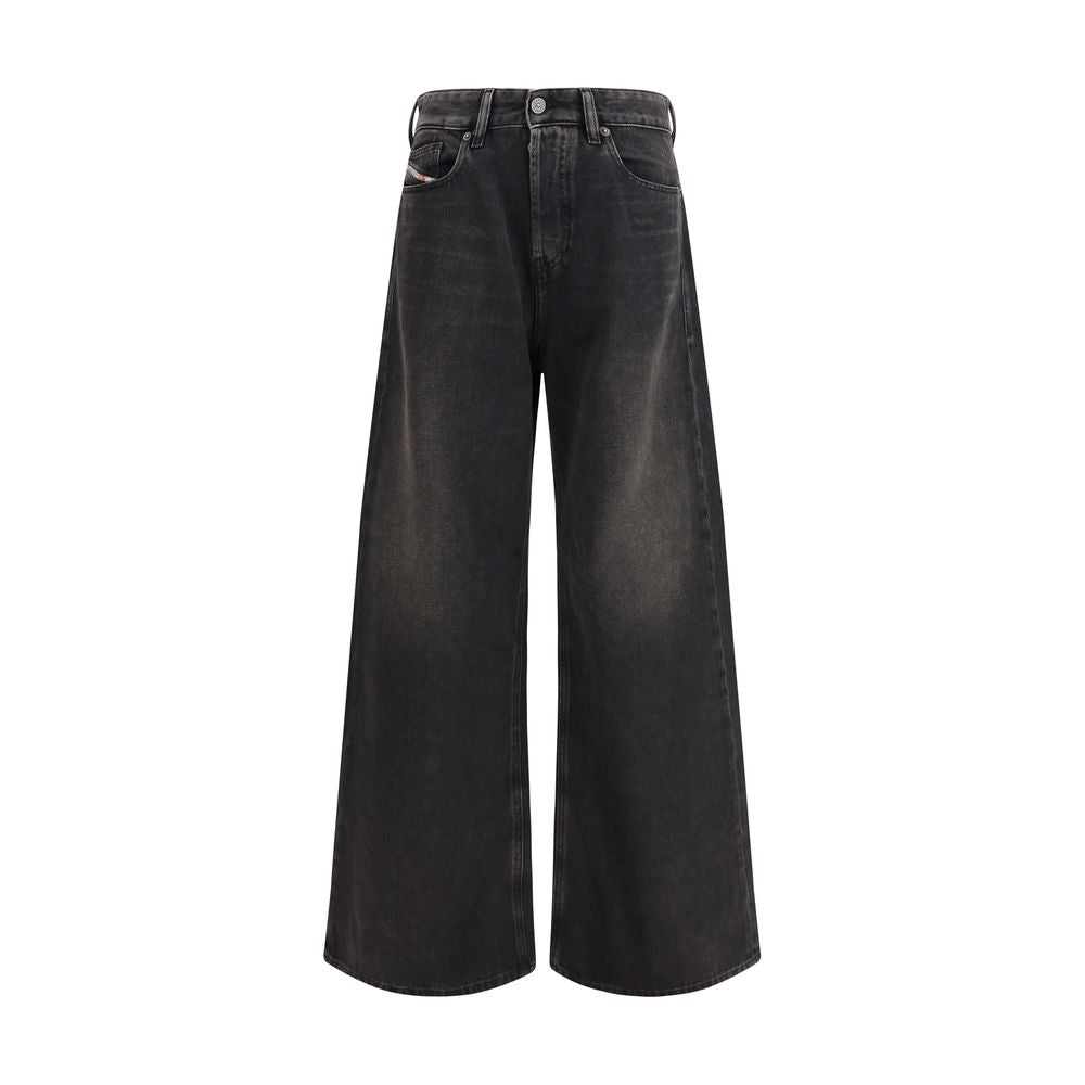 Diesel Black Cotton Relaxed Fit Jeans