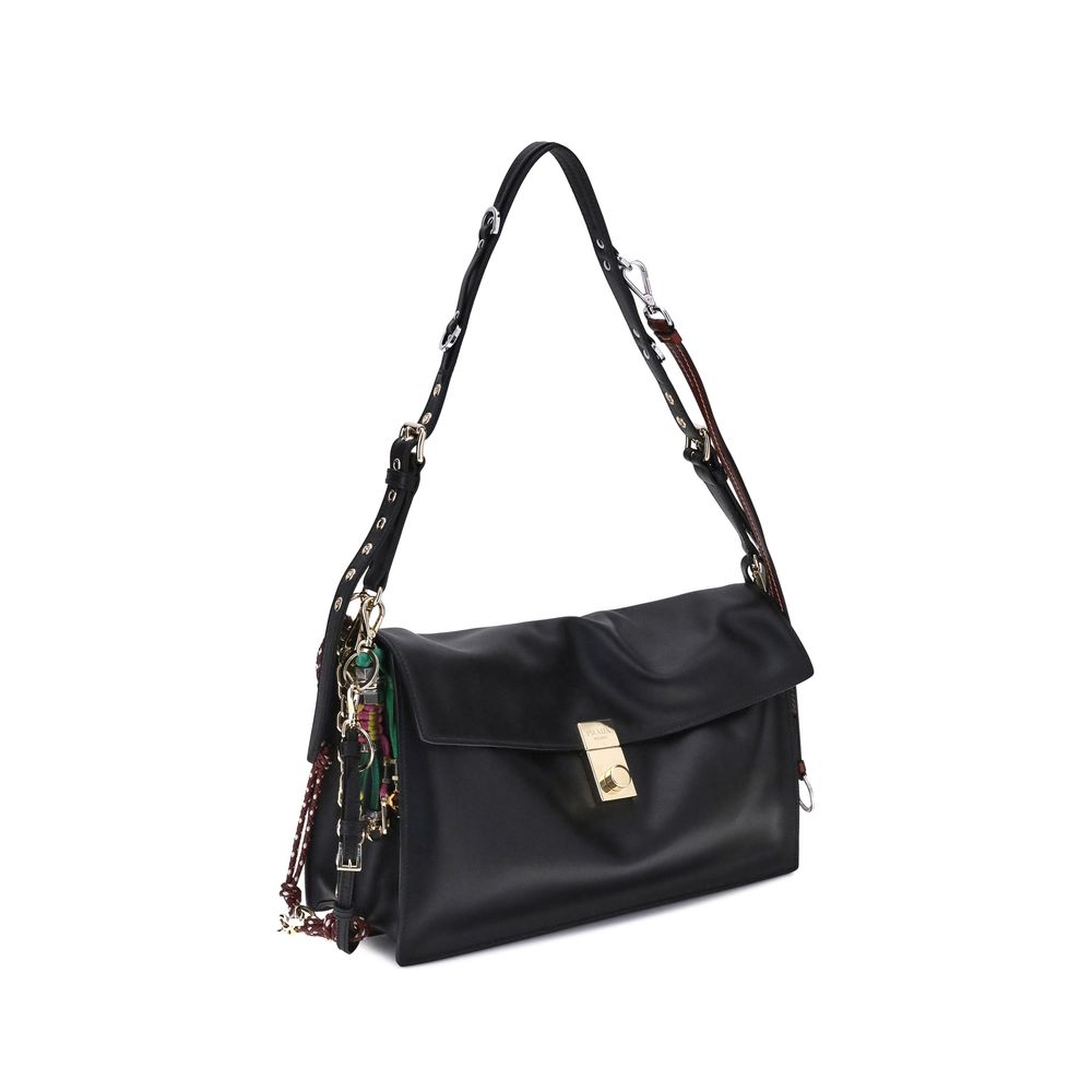 Prada Black Calf Leather Bos Taurus Shoulder Bag