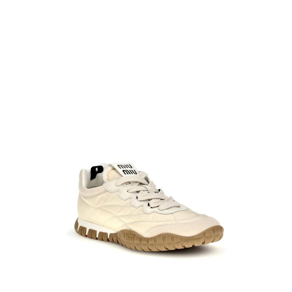 Miu Miu Cream Recycled Polyamide Athletic Sneakers