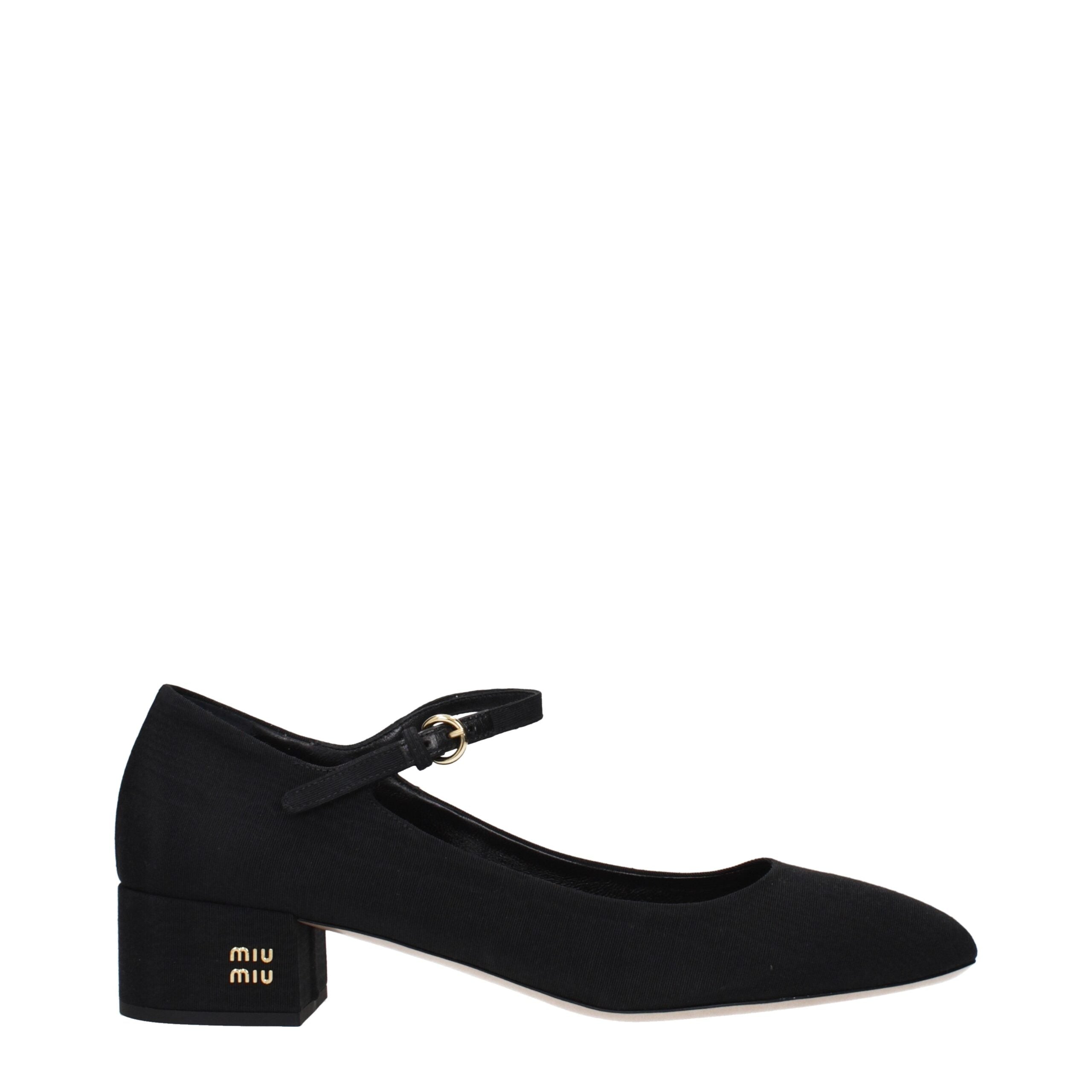 Miu Miu Black Fabric Mid Heel Pumps