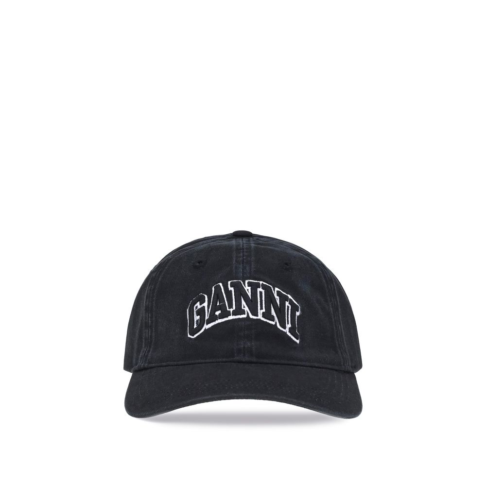 Ganni Black Cotton Cap (Baseball Hat)
